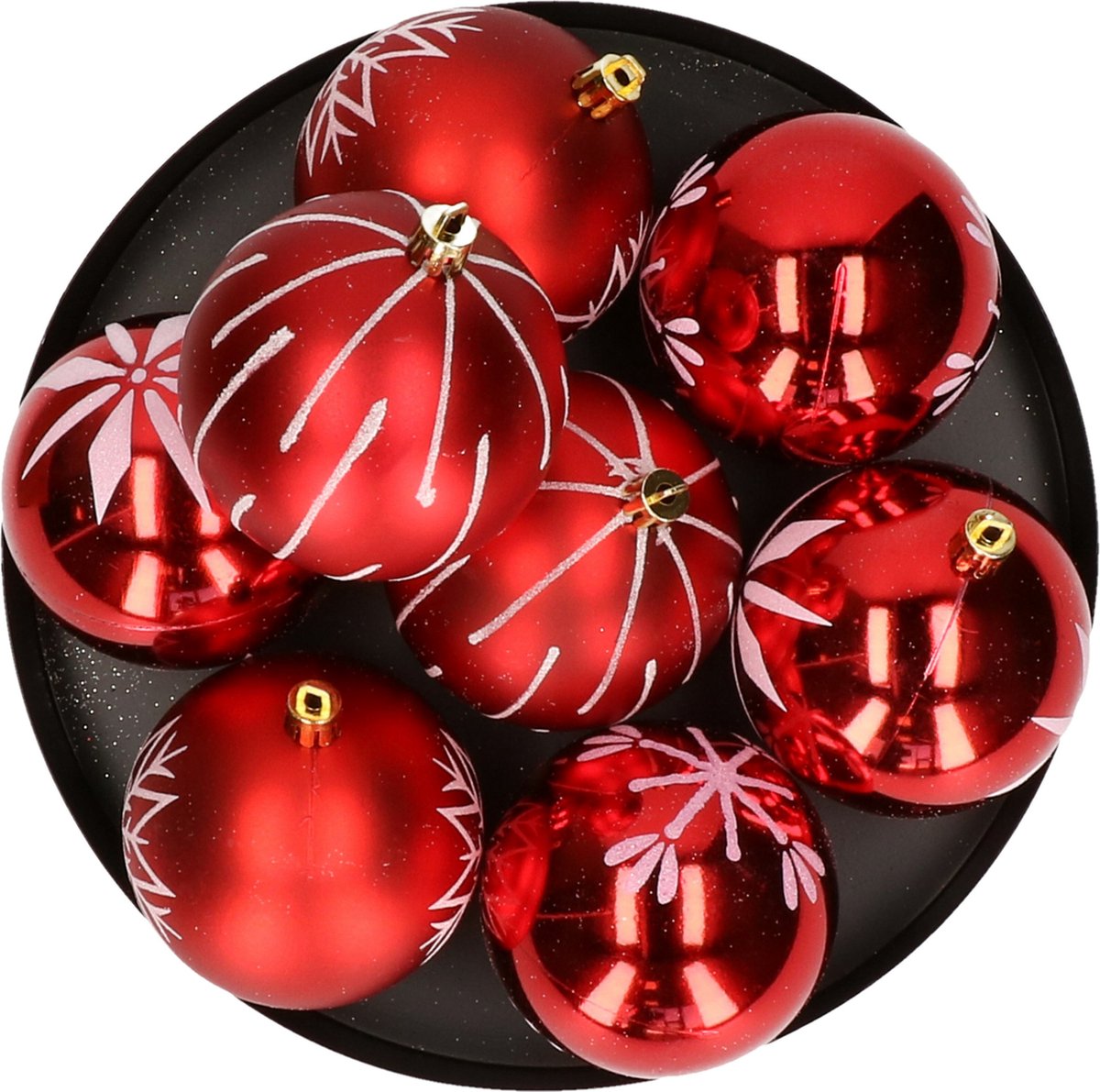 Feeric lights and christmas kerstballen - 8x - 8 cm - kunststof - rood