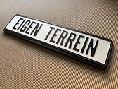 Eigen Terrein Bord / Zwart-Wit / 52x11 cm / Aluminium / Met Gratis Houder