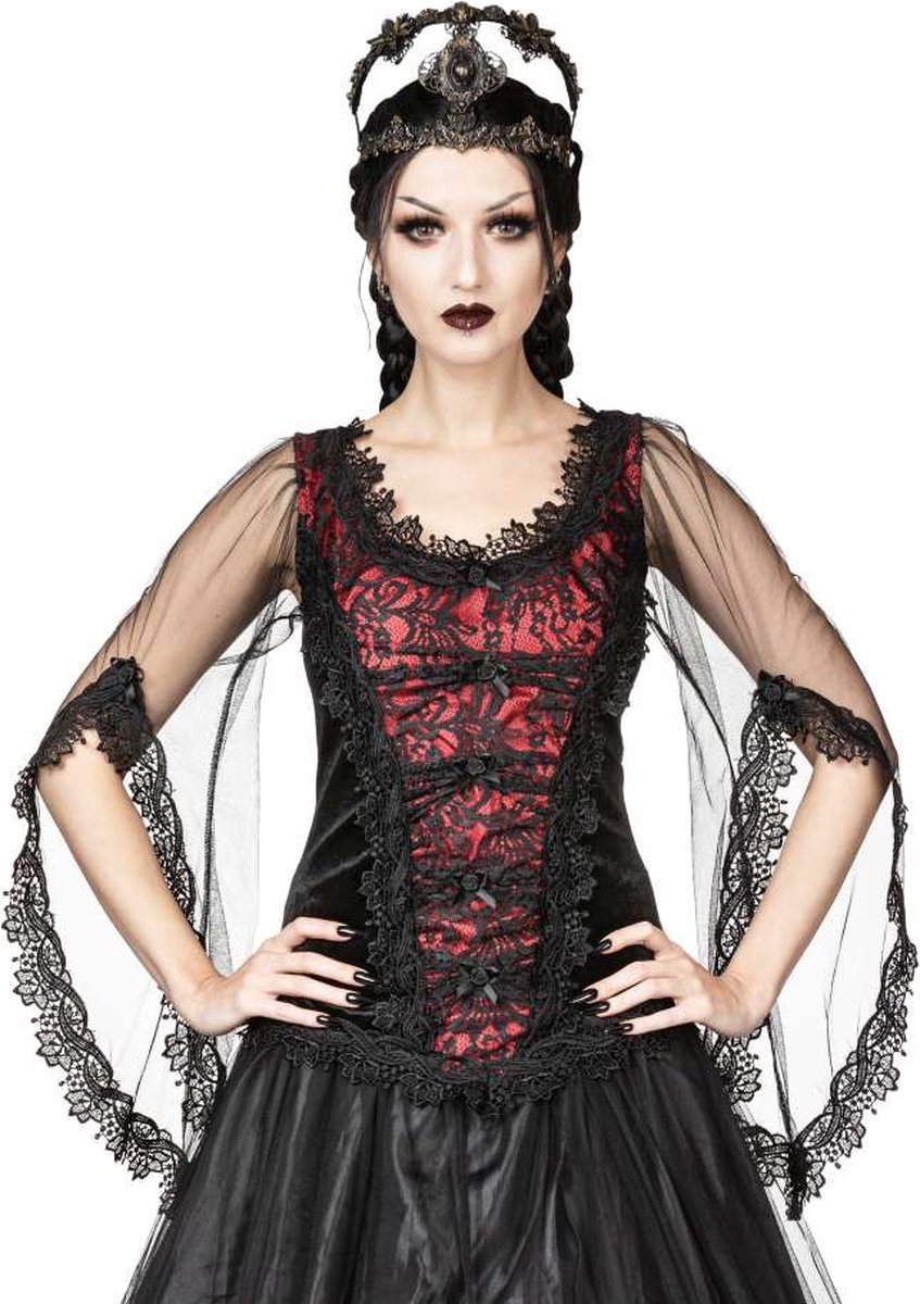 Sinister - 1190 Longsleeve top - S - Zwart/Bordeaux rood