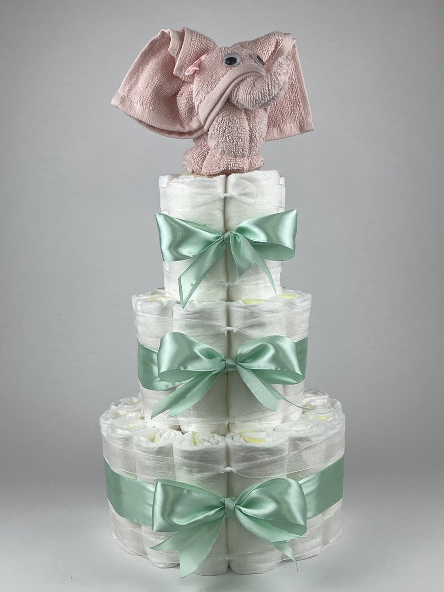 Goedkoopste Chouette-Chouette | Luiertaart Meisje | Kraamcadeau | Geboorte Meisje | Babyshower | Olifant Blush roze - Groen
