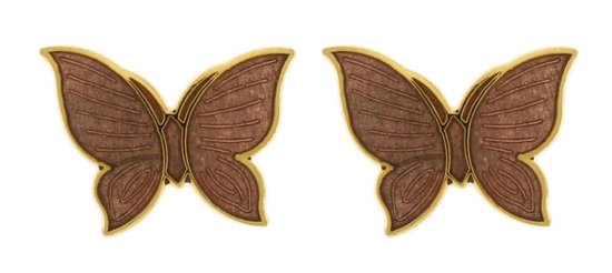 Behave Boucles d' Boucles d'oreilles papillon couleur or avec émail marron 1,5 cm