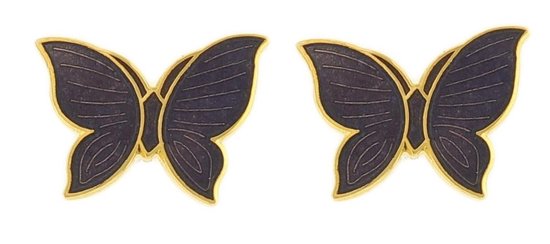 Behave Oorbellen oorstekers vlinder goud kleur met paars emaille 1,5 cm
