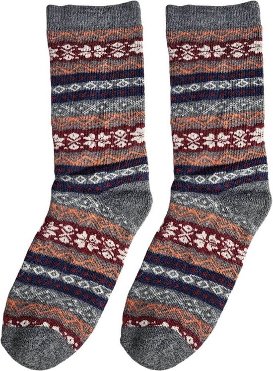 Natural Style - Alpaca sokken met motief fiesta - grijs