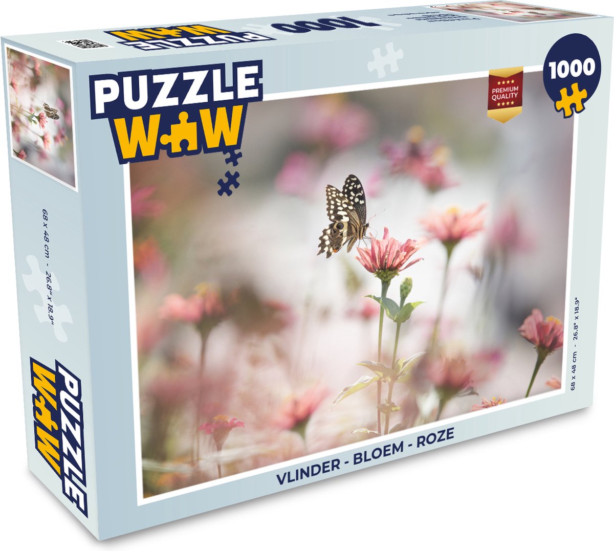 Puzzel Vlinder - Bloem - Roze - Legpuzzel - Puzzel 1000 stukjes volwassenen