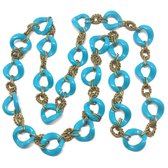 Collier à maillons longs Behave - coloris bleu et doré - 90 cm