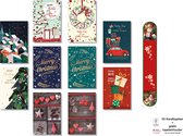 MGPcards - 50 Luxe dubbele Kerstkaarten & gratis Kaartenhouder - Foliedruk - Witte envelop - Kerst & Nieuwjaar - 10.5 x 16 cm