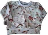 Shirt lange mouw Schildpad - Ecru/Bruin - Little Adventure - Maat 74/80 - Dierenprint - GOTS keurmerk