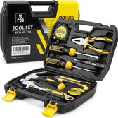 Tool Set 10 Pieces Homeowners General Household Small Hand Tool Set with Plastic Tool Box Storage Case