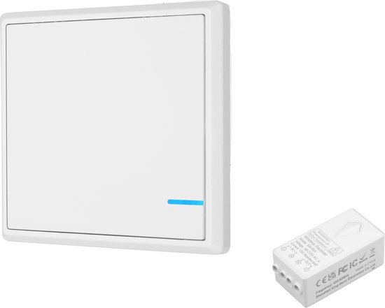 Zelfgenererende Schakelaar 230V Draadloze Lichtschakelaar Set – Zelfgenererend, Geen Batterij, 50 M Bereik, IP44 Waterdicht, 2 Schakelaars Ontvanger Klik Aan Klik Uit Schakelaar Set