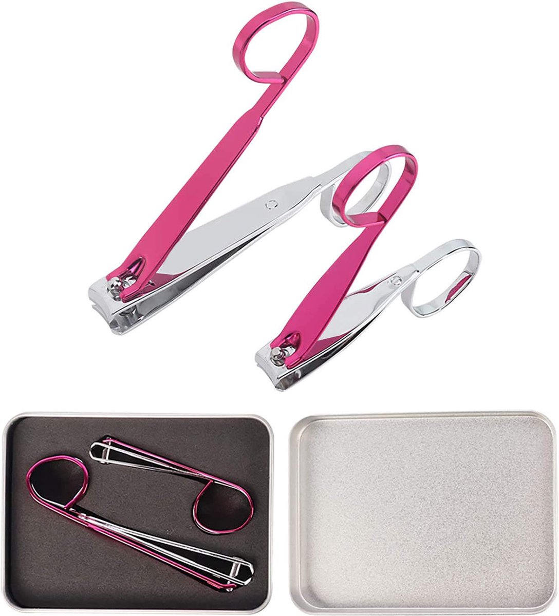 KYXORA - Nagelknipper - Nagelknipper met Schaar Design - 2 Delig Nagelknipper Set - Teennagelknipper - Pedicureset - Manicureset - Pink