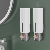 Zeepdispenser zonder boren - Wandmontage Zeepdispenser voor Badkamer - Geschikt voor Vloeibare Zeep, Shampoo, en Handdesinfecterendmiddel - Modern Design - Roestvrijstalen Zeepdispenser