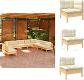 vidaXL Loungeset Grenenhout - Hoekbank 3x - Middenbank 7x - Kussenset 10x - Rugkussen set 13x - Tuinset