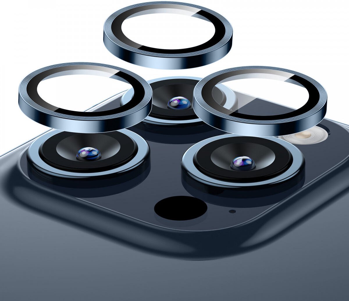 2-PACK | iPhone 15 PRO Camera Lens Protector | (Kleur Zilver) | Duurzaam Gehard Glas, Krasbestendig, Ultra-helder Camera Shield
