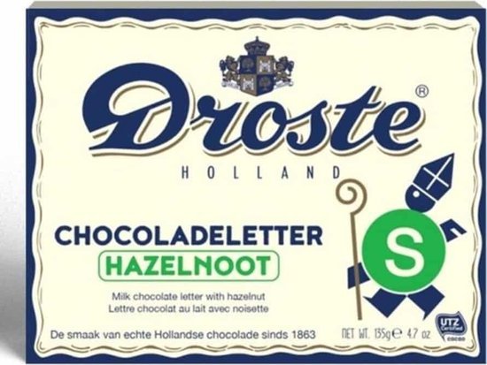 Foto: Droste chocolade letter melk hazelnoot 135 gram letter s