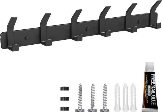 JOLY FANG Wandkapstok, kapstokhaken van roestvrij staal, wandhaken voor slaapkamer, badkamer, keuken (wit, 6 haken, 2 stuks