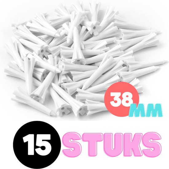 Foto: Golf tees 15 stuks 38mm duurzaam kunststof white golf accesoires golfset golftee