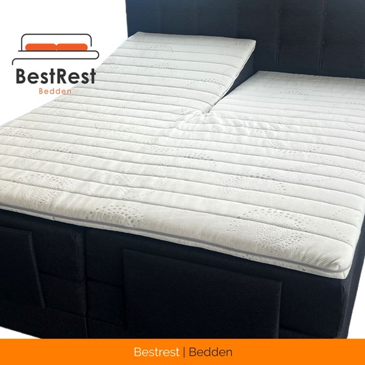 Bestrest Bedden Topdekmatras - 160x220 8cm - (MET SPLIT) Split Topper - Koudschuim Hybrid Foam - Topmatras Wit