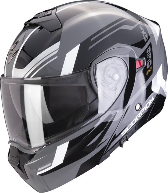 SCORPION EXO-930 EVO SIKON Grey-Black-White - Maat M - Integraal helm - Scooter helm - Motorhelm - Zwart