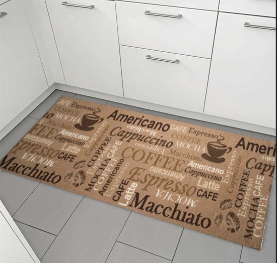 Tapijtenloods Coffee Keukenloper Anti-Slip Wasbaar Beige- 80x150 CM