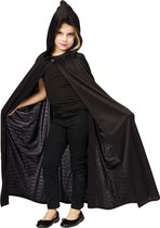 Zwarte cape met kap voor kinderen - 6 tot 10 jaar - halloween mantel