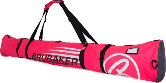 BRUBAKER Carver Champion - Skitas - Voor 1 paar Ski's & Stokken - Gevoerd - Zware Kwaliteit - Scheurvast - Skihoes - Verstelbare draag/schouderbanden- 170 cm -Pink/White