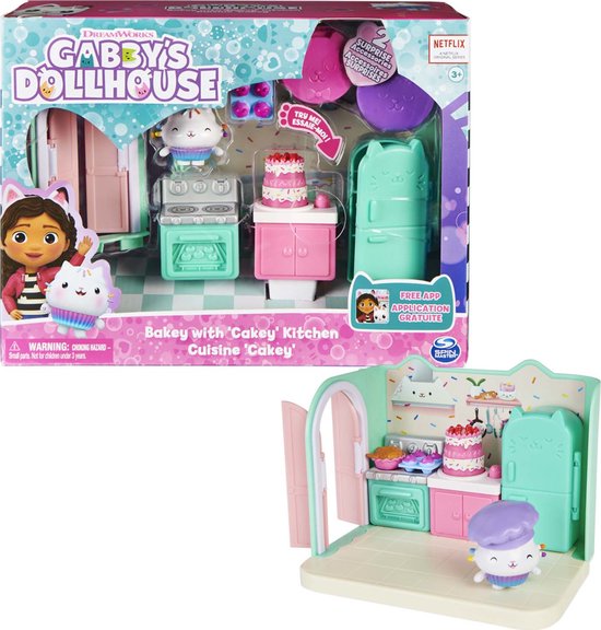 Gabby's Dollhouse - Kit de jeu Baking with Cakey Cuisine avec figurine  articulée et 3