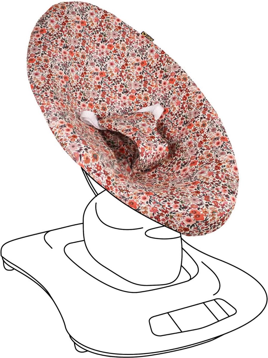 Ukje Wipstoelhoes geschikt voor 4Moms Mamaroo 4 Wipstoel - Hoes met Waterdichte Voering ter Bescherming van je Stoel - Perfecte Pasvorm - Makkelijk Wasbaar - Zacht Katoen - Roze Bloemen – foto 2