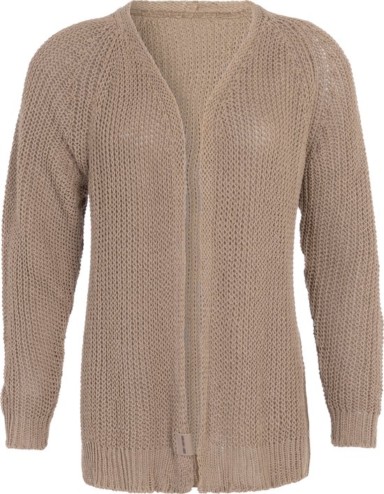 Knit Factory Daisy Kort Gebreid Dames Vest - Lente & zomer vest - Bruin damesvest reikend tot de heup - Dames cardigan gemaakt uit 80% Gerecycled katoen - Duurzaam & Milieuvriendelijk - Linnen - 40/42