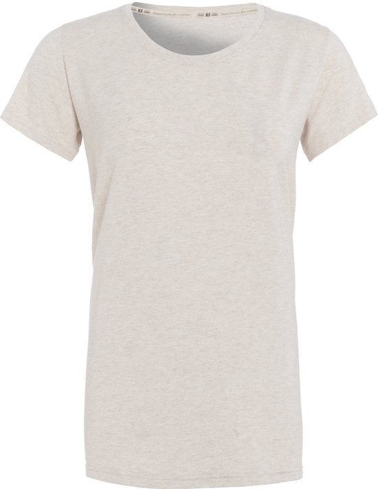 Knit Factory Lily Shirt - Chemise à col rond pour femme - T-shirt à manches courtes - Chemise pour le printemps et l'été - Beige - S