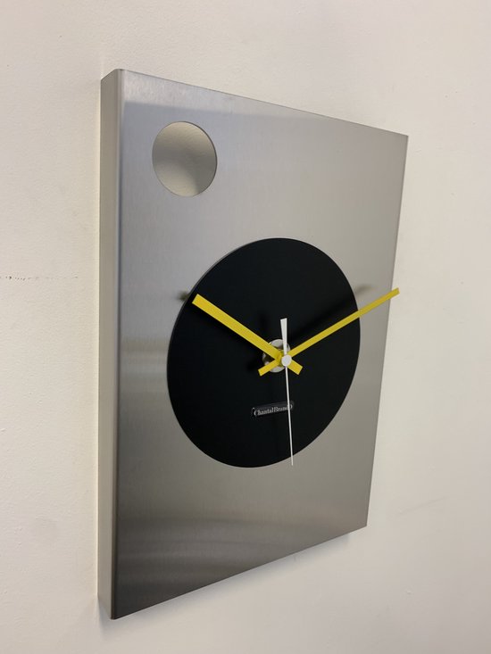 Horloge murale CHANTALBRANDO CYCLOP == ARGENT & BLACK == DESIGN MODERNE = NOIR & ARGENT