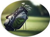 PVC Schuimplaat Ovaal - Golf - Tas - Clubs - Gras - Sport - 28x21 cm Foto op Ovaal (Met Ophangsysteem)