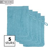 The One Towelling Washandjes - 16 x 21 cm - 5 Stuks - Washanden - Voordeelverpakking - 100% Katoen - Petrol