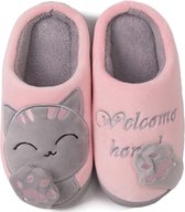 Geweo Pantoffels - Sloffen - Open Sloffen -Fluffy Slippers - Dicht Sloffen - Roze - Maat 3839