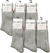Sukats® The Norwegians - 6 Paar - Noorse Sokken - Maat 35-38 - Grijs - Dames - Voordeelverpakking - Warme sokken - Winter sokken - Wollen sokken - Noorse Kousen