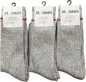 Sukats® The Norwegians - 3 Paar - Noorse Sokken - Maat 47-50 - Grijs - Heren - XXL - Warme sokken - Winter sokken - Wollen sokken - Noorse Kousen