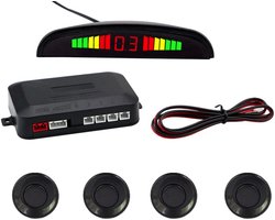 Cartronix Parkeersensoren - Set van 4 - Display met piepsignaal - Bereik 0,3-2,5 m - Incl. 22 mm boor - Prins grijs