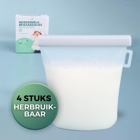Moedermelk bewaarzakje - Moedermelk Bewaarzakjes - Herbruikbaar - Borstvoeding Bewaarzakje - Vriezer en koelkast - 4 Stuks – 240 ml - Borstvoeding Bewaarzakje