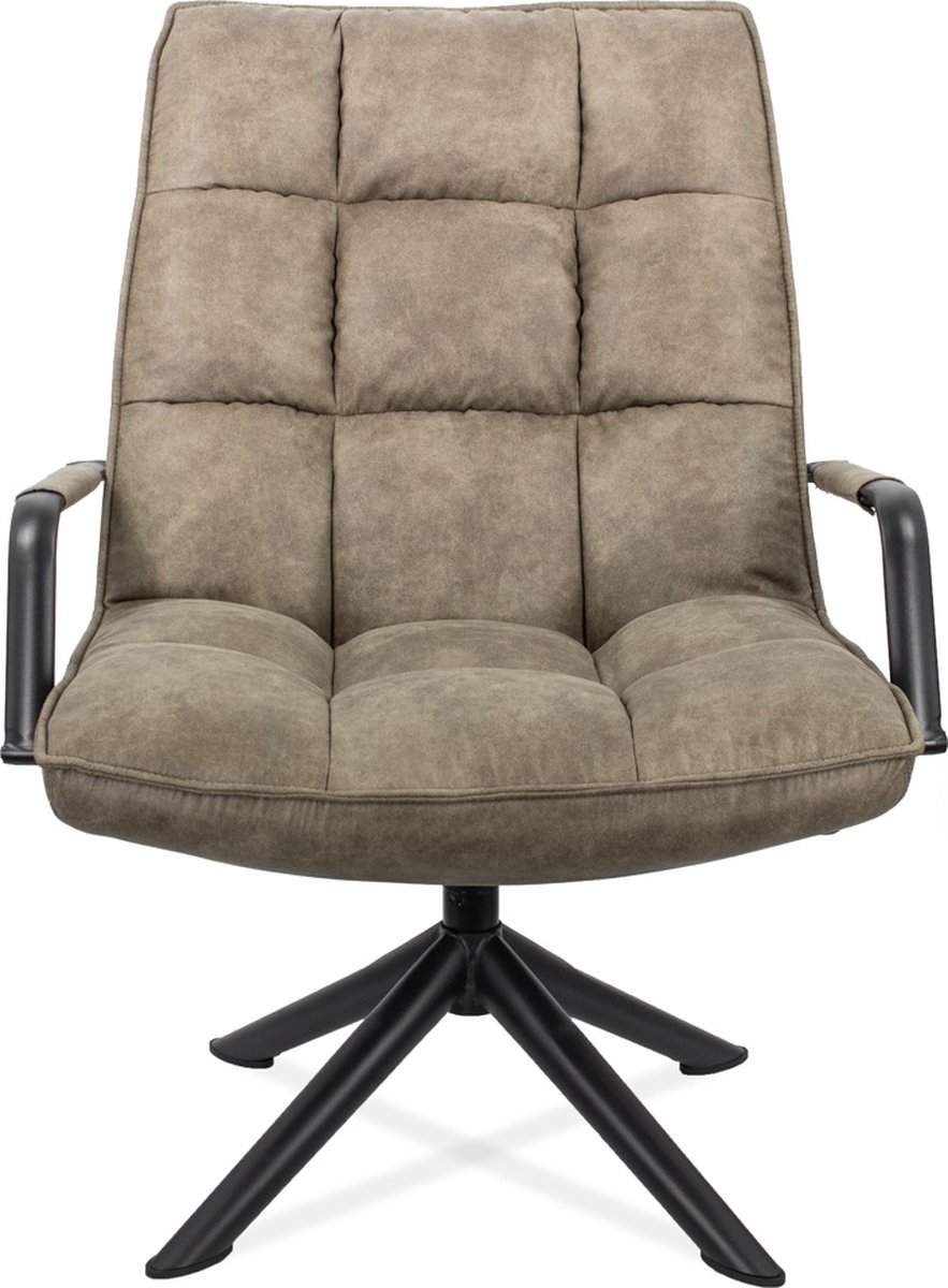 Draaifauteuil met Armleuning - Stof - Metaal - Fauteuil Stoel - Taupe - 100 cm hoog