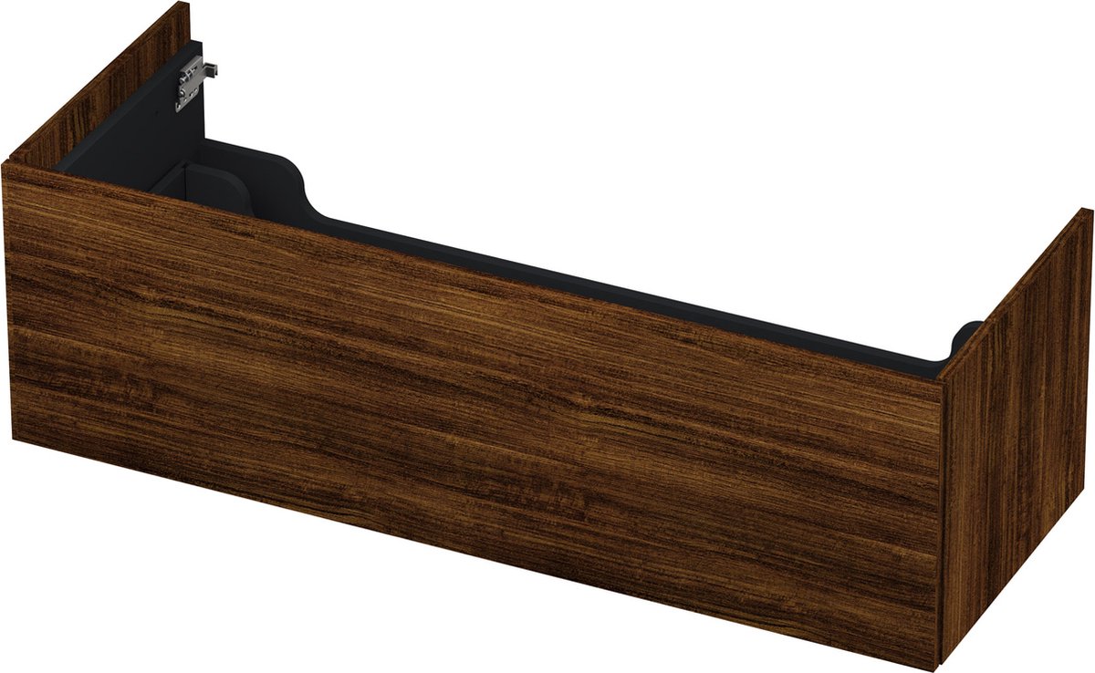 INK wastafelonderkast 1 lade greeploos push to open hout decor 120x45x38cm, koper eiken