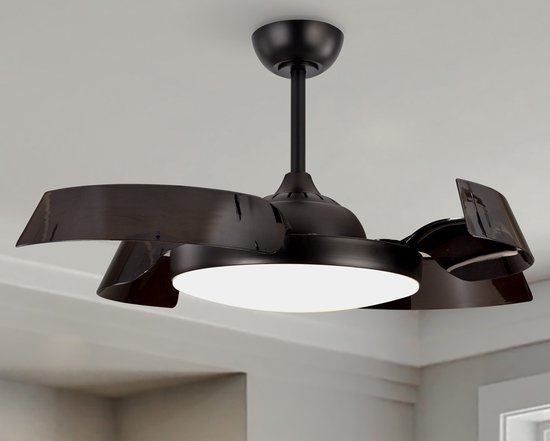 Ventilateur de plafond noir avec source lumineuse intégrée - Ventu