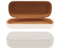 Brillenkoker hard case - Brillendoos - Brillenhoes - Brillenetui - Kunstleer - Beige