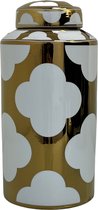 MONOO Luxe Decoratie Pot - Wit & Goud - 34cm - Deco Vaas