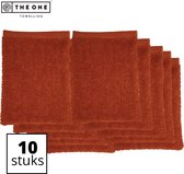 The One Towelling Washandjes - Washanden - Voordeelverpakking - 100% Katoen - 16 x 21 cm - Terracotta - 10 Stuks