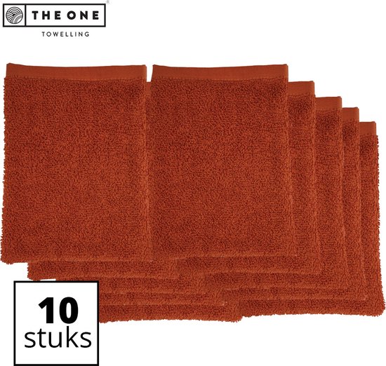 The One Towelling Washandjes - 16 x 21 cm - 10 Stuks - Washanden - Voordeelverpakking - 100% Katoen - Terracotta