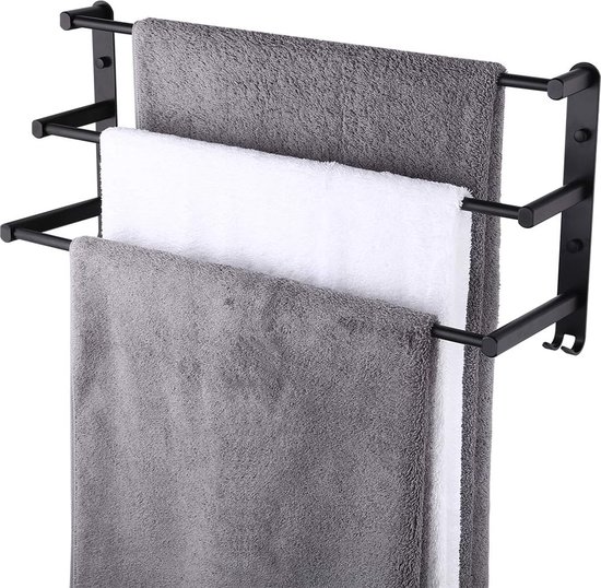 MyWire® ENNS Premium handdoekhouder, vrijstaand, zwart, handdoekenrek, badhanddoekhouder, met 3 handdoekstangen van metaal MyWire® ENNS Premium handdoekhouder, vrijstaand, zwart, handdoekenrek, badhanddoekhouder, met 3 handdoekstangen van metaal