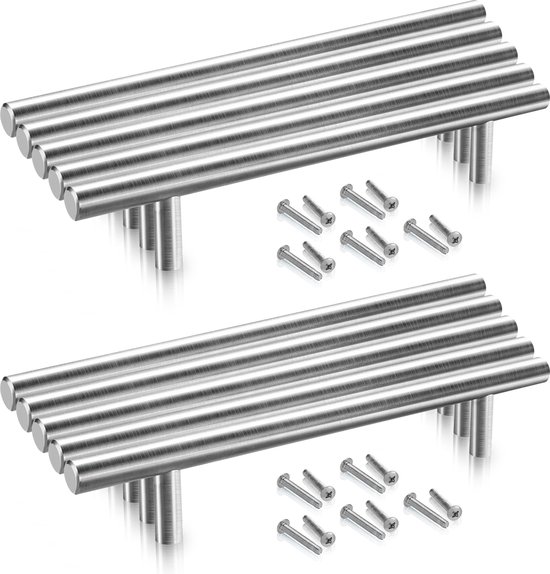 10 stuks Handgreep RVS / T-greep Denver Rvs 156mm SET – Hartafstand 96mm – Rvs – Meubelgreep Rvs – Keukengreep Rvs- Greep Rvs – Deurgreep – Handgreep keukenkastjes – keukenkast – handgrepen kast – meubelgrepen – Handgrepen voor deurtjes 12MM