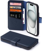 iPhone 15 Hoesje - Luxe MobyDefend Wallet Bookcase - Blauw - GSM Hoesje - Telefoonhoesje Geschikt Voor iPhone 15
