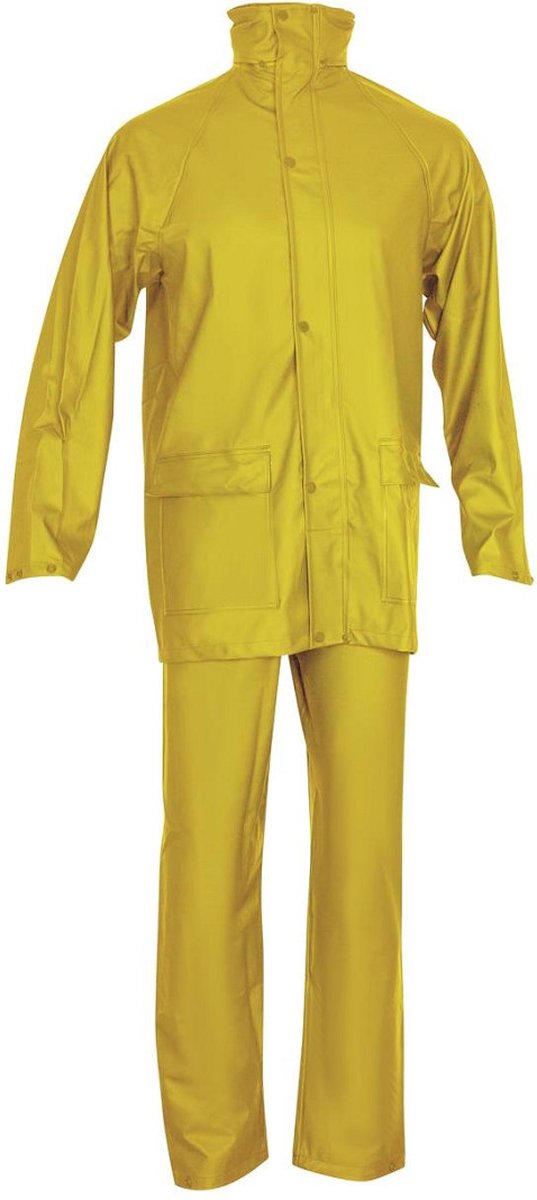 PU stretch regenpak 2-delig geel maat XL