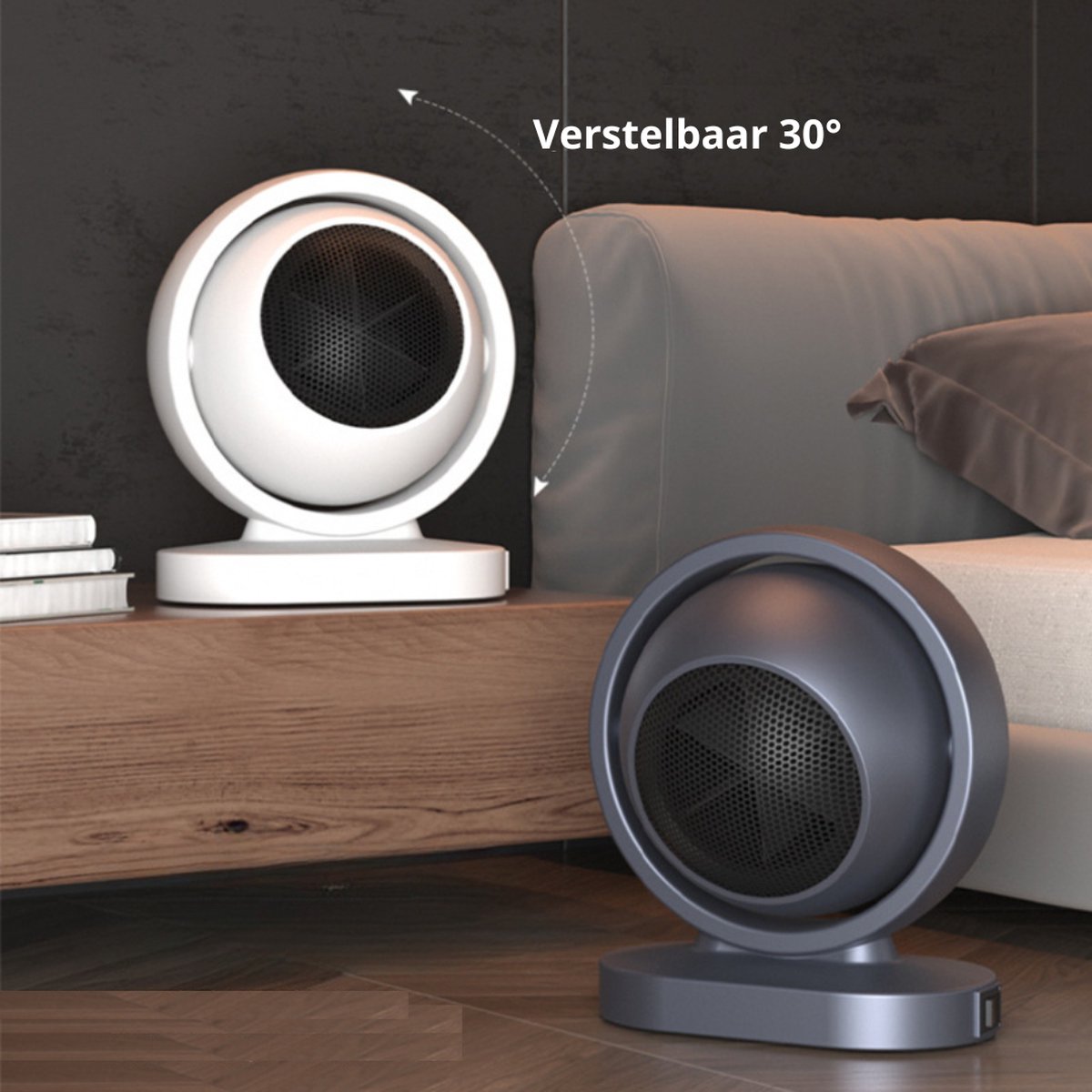 Elektrische Kachel - Haard - Heater - Mini Kachel - Rond - Infrarood Verwarmingspaneel - Grijs – foto 2