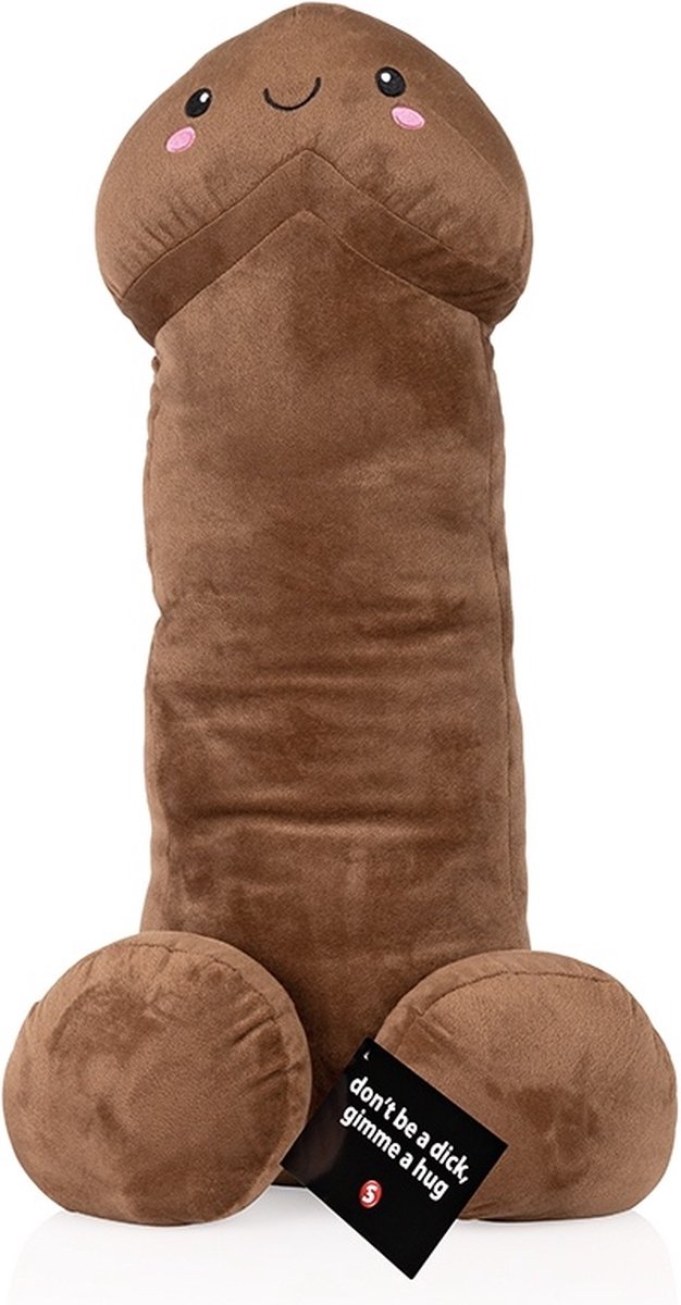 Sourire marron - 20 cm - Peluche en forme de pénis de couleur